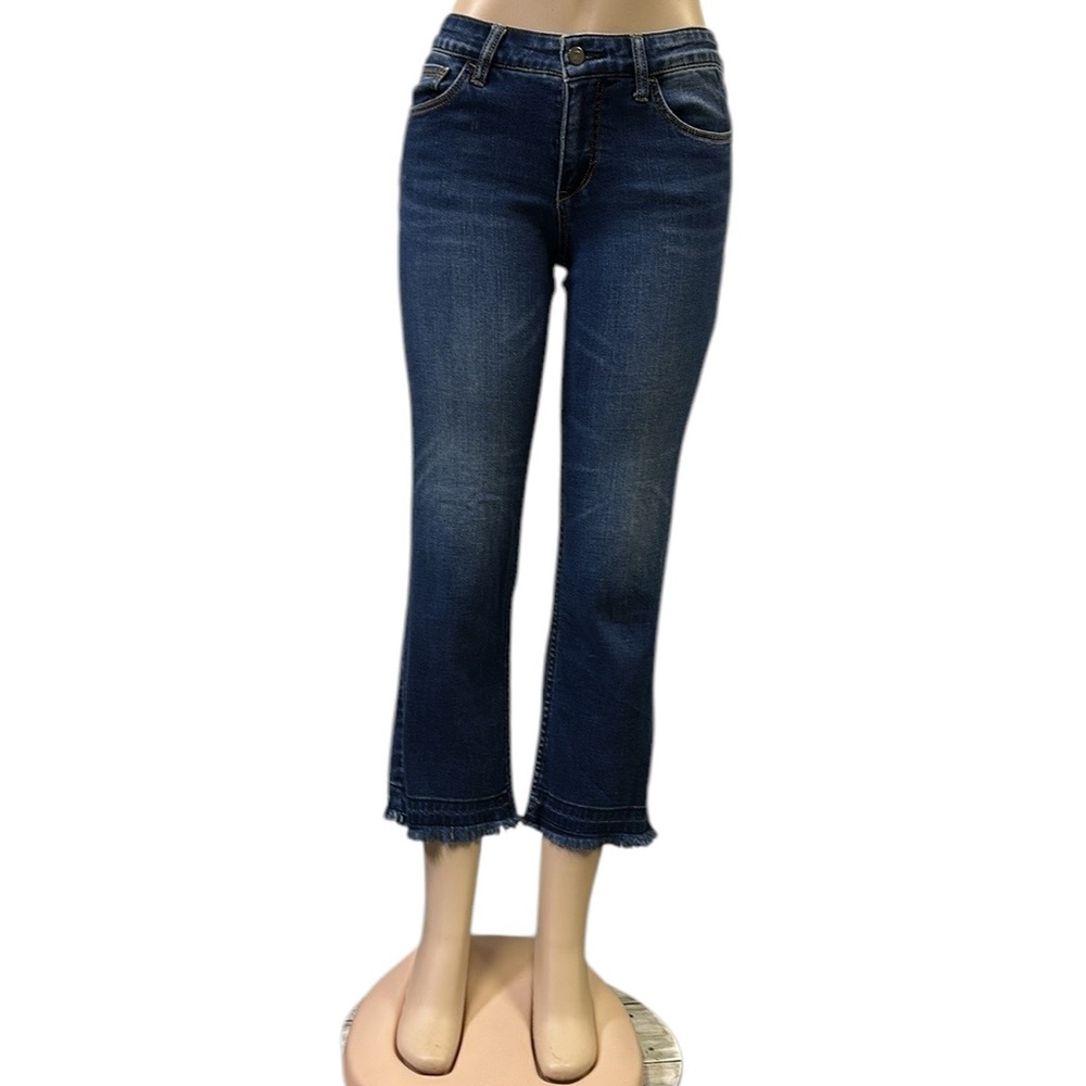 Anthro Pilcro and the Letterpress Straight Crop Raw Hem Blue Jean Womens 27